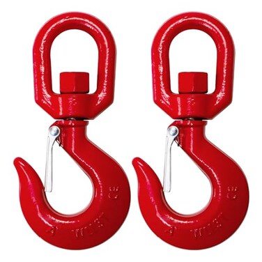 Cedilis 2 Pack 3 Tons Heavy Duty Swivel Lifting Hook, Rotating Rigging Hook with Safety Latch, Forged Alloy Steel Eye Sling Hook Crane Hook for Engine Hoist