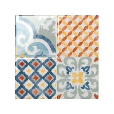 Smart Tiles Peel and Stick backsplash, Square BlueOrange, 9"x9