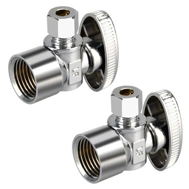 PXZBLG 2 Pack Angle Stop Valve, 1/2" FIP Angle Input, 3/8" OD Compression Output