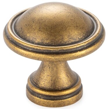 KOOFIZO 10 Pack Antique Brass Cabinet Knobs Round Single Hole Pulls K30