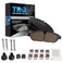 TRQ Front Ceramic Brake Pad Set Includes Hardware and Contact Point Grease