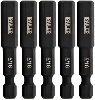Railer 5pc 5/16mm Hex Bit Set 2 Inch S2 Steel Impact Allen Wrench Screwdriver Bits