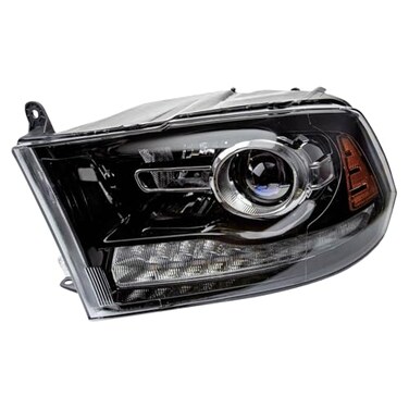 TRQ Driver Side Headlight Assembly Halogen Black Bezel Chrome Projection