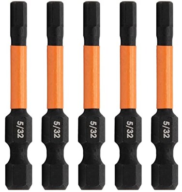 Railer 5pc 5/32 Hex Bit Set 2 Inch S2 Steel Impact Allen Wrench Screwdriver Bits