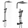 BWE Black Exposed Shower System, 10-Inch Rain HeadHandheld, Brass