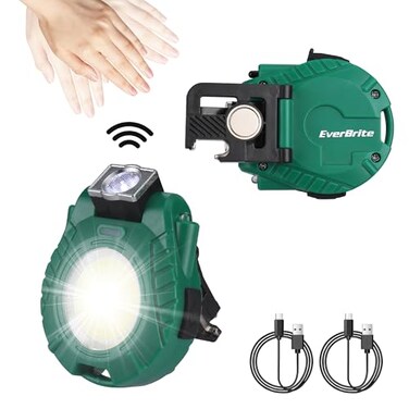 EverBrite 2 Pack COB Keychain Flashlight, Magnetic Base, Waterproof, Green