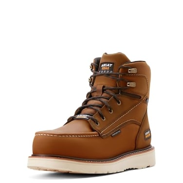 ARIAT Men's Rebar Wedge Moc Toe 6" Waterproof Composite Toe Work Boot, Distressed Brown, 11.5 Wide