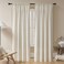 Joydeco Linen Beige Boho Curtains 90 Inch, 2 Panels