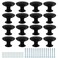 Moicstiy 16Pcs 1.16 Inch Antique Black Kitchen Cabinet Knobs