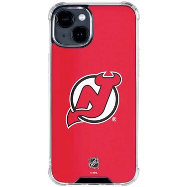 Skinit Clear Phone Case Compatible with iPhone 15 - Officially Licensed NHL New Jersey Devils Solid Background Design