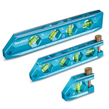 DURATECH 3-Piece Level Tool Set, Magnetic Torpedo Level with V-Groove