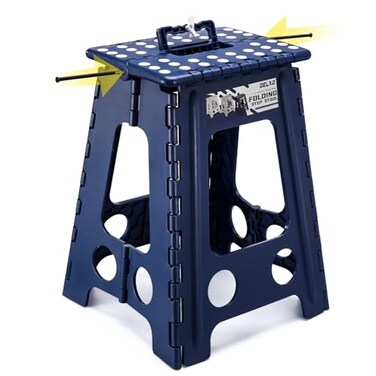 Delxo 17.5 Inch Folding Step Stool,Foldable Step Stool for Adults Blue