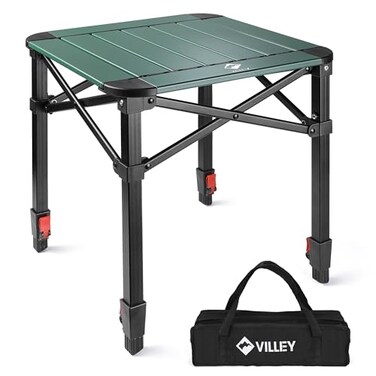 VILLEY Folding Camping Square Table, Portable Aluminum Table, Small