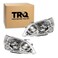 TRQ 2 Piece Headlight Assembly Set Chrome Bezel DriverPassenger Side