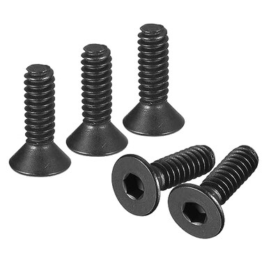 uxcell5-40x3/8 Flat Head Socket Cap Screws, 10.9 Grade Carbon Steel Hex Socket Countersunk Flat Head Screw Bolts Machine Screws Fasteners, Fully Threaded, Black Oxide, 20Pcs