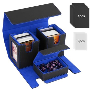 TiMOVO MTG Commander Deck Box for YuGiOh TCG CCG Magic Cards, BlackBlue