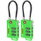 Forge TSA Approved Luggage Locks, Open Alert Cable Lock, Green, 2 Pack