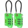 Forge TSA Approved Luggage Locks, Open Alert Cable Lock, Green, 2 Pack