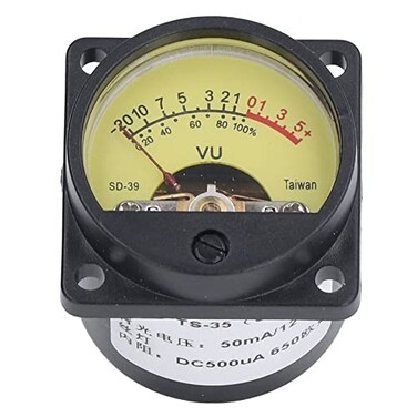 Fafeicy VU Meter Volume Level Meter with Backlight, Vibration Static Proof Plastic Iron Panel for Amplifier Sound and Noise Measurement
