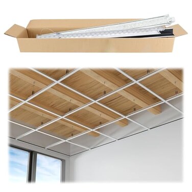 Muzata 64 Sq Ft Drop Ceiling Grid System White Complete Set TS04