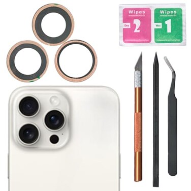 CaoXiong 15 Pro Max Back Rear Camera Lens Glass Replacement for iPhone 15 Pro Max Camera Glass Replacement with pre-Installed Adhesive and Reparing Toolkits