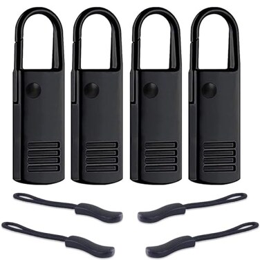 YZSFIRM Metal Zipper Pull Replacement for Luggage: 8Pcs Black Zipper Tab