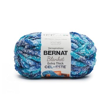 Bernat Blanket Extra Thick Cel-Este Chunky Yarn, Nebula Blue, 2-Pack