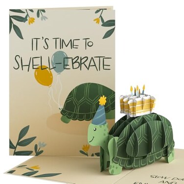 Lovepop Shell-ebrate Turtle Pop-Up Birthday Card with NotecardEnvelope