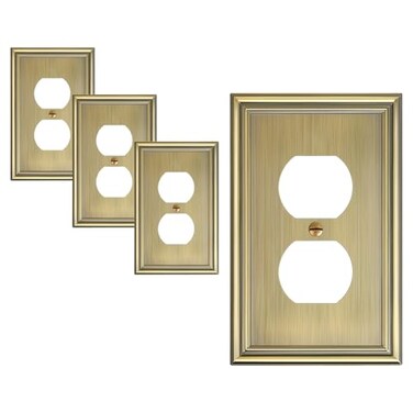 treewell 4-Pack Zinc Alloy Single Duplex Outlet Cover Plate, Solid Receptacle Cover