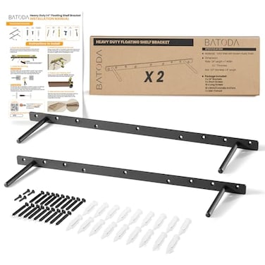 BATODA 24" Floating Shelf Bracket 2 Pcs,Hidden Bracket for Floating Shelves