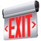 SASELUX Led Edge-Lit Exit Sign ,Brushed Aluminum Housing Double-Sided Mirrored Rotating Acrylic Panel,Hardwired Emergency Exit Signs with Battery Backup, 120V-347VAC,Red Led Emergency Exit Light for B