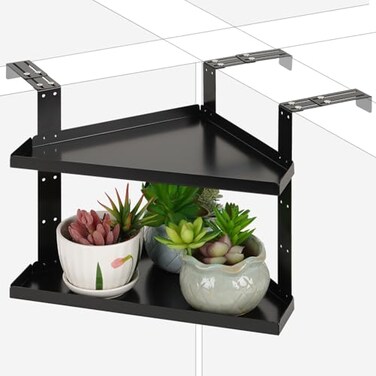 Olpchee 11 Inch 2-Tier Hanging Cubicle Shelf with Adjustable Hooks, Metal Organizer