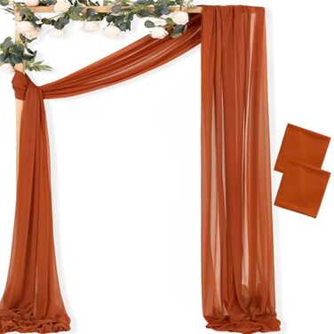 MLMC Sheer Gauze Wedding Arch Draping Fabric 29" x 20 FT 2 Panels Terracotta