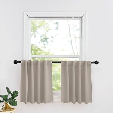 RYB HOME Kitchen Window Curtains, Blackout Privacy Half Window Curtains