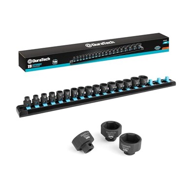 DURATECH 19-Piece 3/8" Low profile Impact Socket Set for Narrow Spaces