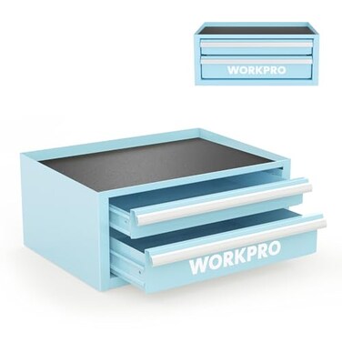 WORKPRO 12.5" Mini Metal Tool Box with 2 Drawers
