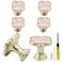 Bonsicoky 6 Pcs Four-Leaf Drawer Pulls Knobs, Gold, Pink