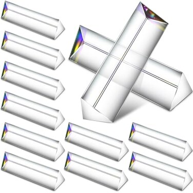 Kanayu 12 Pcs Clear Triangular Prism Optical Glass,4 Inch