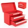 WORKPRO Mini Metal Tool Box with 2 Drawers and Top Storage