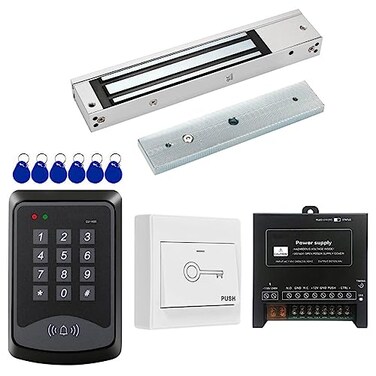YUHANUS Door Access Control System RFID Keypad 600lb Electric Magnetic Door Lock Kit with Exit Button