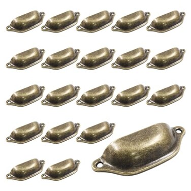 suiwotin 20pcs Antique Bronze Cup Drawer Pulls, Bin Cup Pulls Knobs