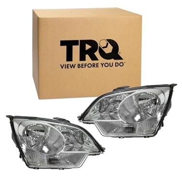 TRQ Headlight Set Halogen 2 Piece Chrome Bezel