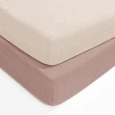 lulumoon Mini Crib Sheets Muslin: Soft Cotton Fitted Pack and Play Sheets