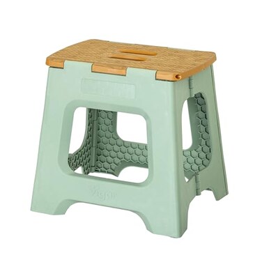 Vigar Compact Folding Step Stool, 12-1/2 in, Green Bamboo Print