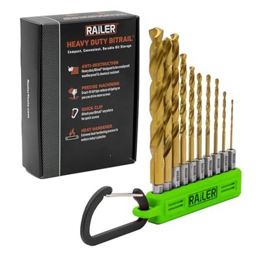 Railer 10pc Hex Shank Drill Bit Set HSS Titanium Metal Impact Driver Bits Holder