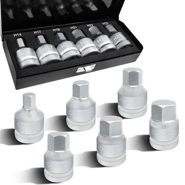JEUCLEL 6PCS Hex Impact Bit Socket Set, 3/4" Drive Allen Socket Kit, Cr-Mo