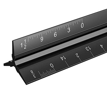 Jotyua Architectural Scale Ruler, 12 Inch Aluminium Architect Scale Ruler, Imperial Metal Engineers Triangular Ruler for Architects, Students and Draftsmen, Laser Etched Markings