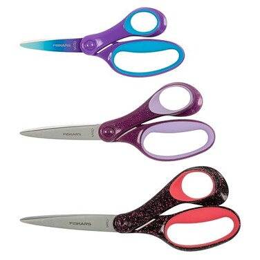 Fiskars SoftGrip Kids Scissors Set, Ages 8-15, SchoolCraft, 3-Pack