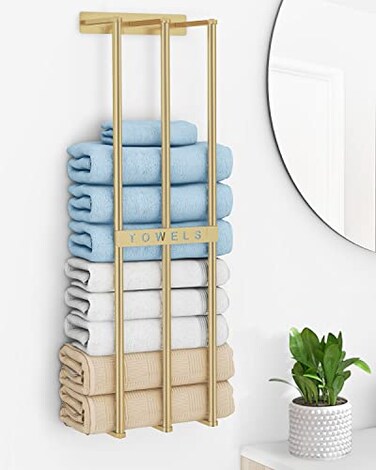 Bethom Towel Racks for Bathroom, Towel Storage Holder Space Saving, Gold