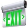 SASELUX Led Edge-Lit Exit Sign ,Brushed Aluminum Housing Double-Sided Mirrored Rotating Acrylic Panel,Hardwired Emergency Exit Signs with Battery Backup, 120V-347VAC,Green Led Emergency Exit Light for